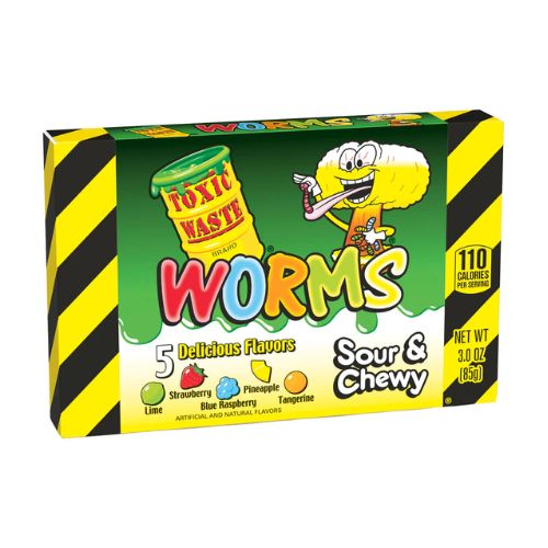 Toxic Waste Sour Gummy Worms Theatre Box 85 g