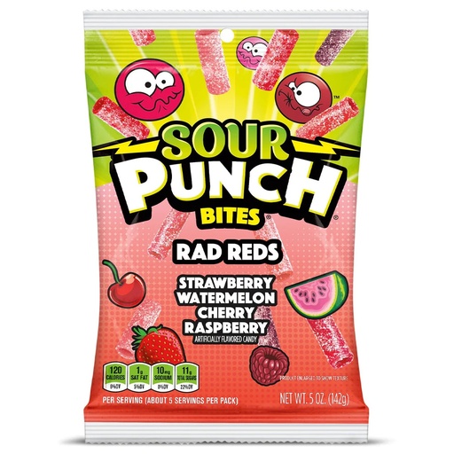 [SS000181] Sour Punch Rad Reds Bites (peg bag) 140 g