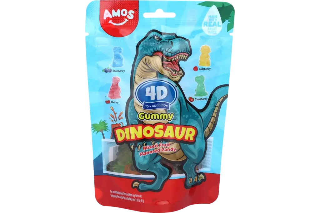 [SS001808] Amos 4D Gummy Dinosaur Fruity 65 g