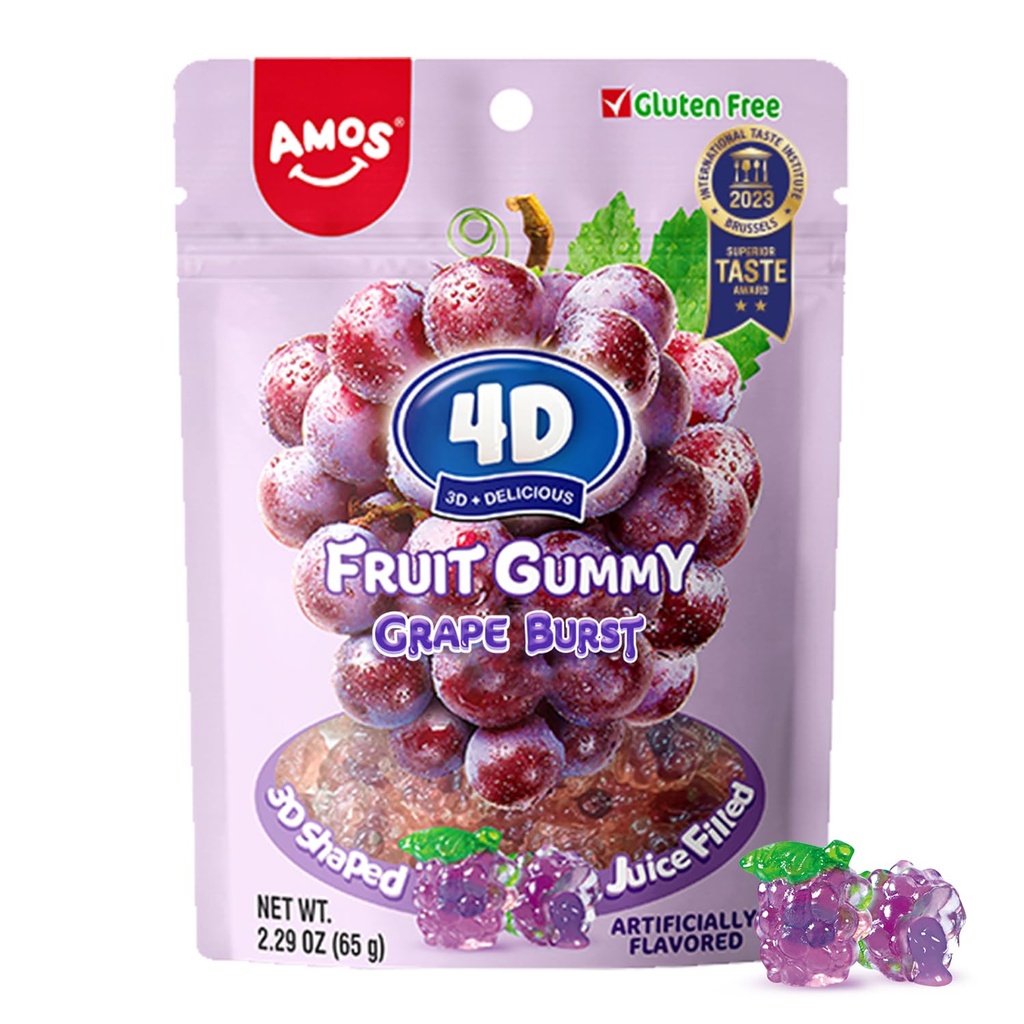 Amos 4D Grape Gummy 65 g