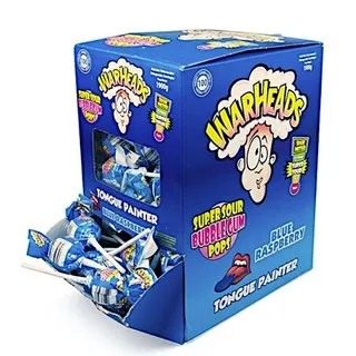[503547 6038] Warheads Super Sour Blue Rasberry Bubblegum Pop 17 g