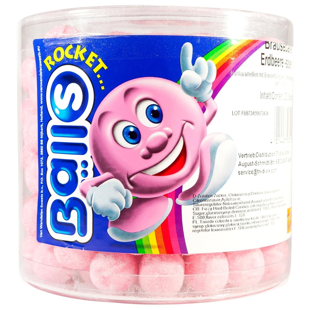 Rocket Balls Fraise Acidulée 200 pièces