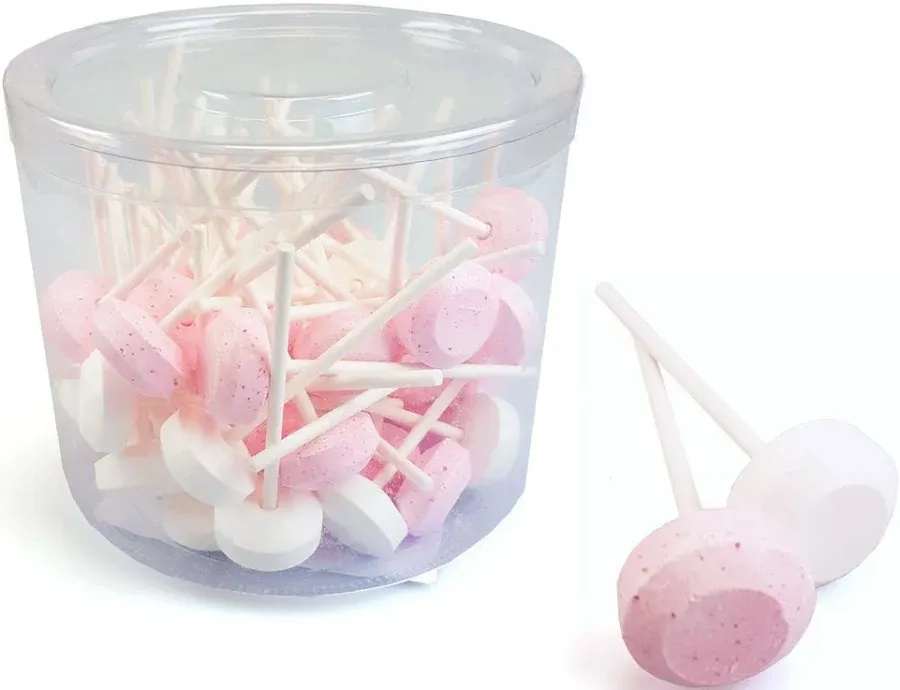 [SS002266] Dextrose Lollys Roze-Wit 10 gr