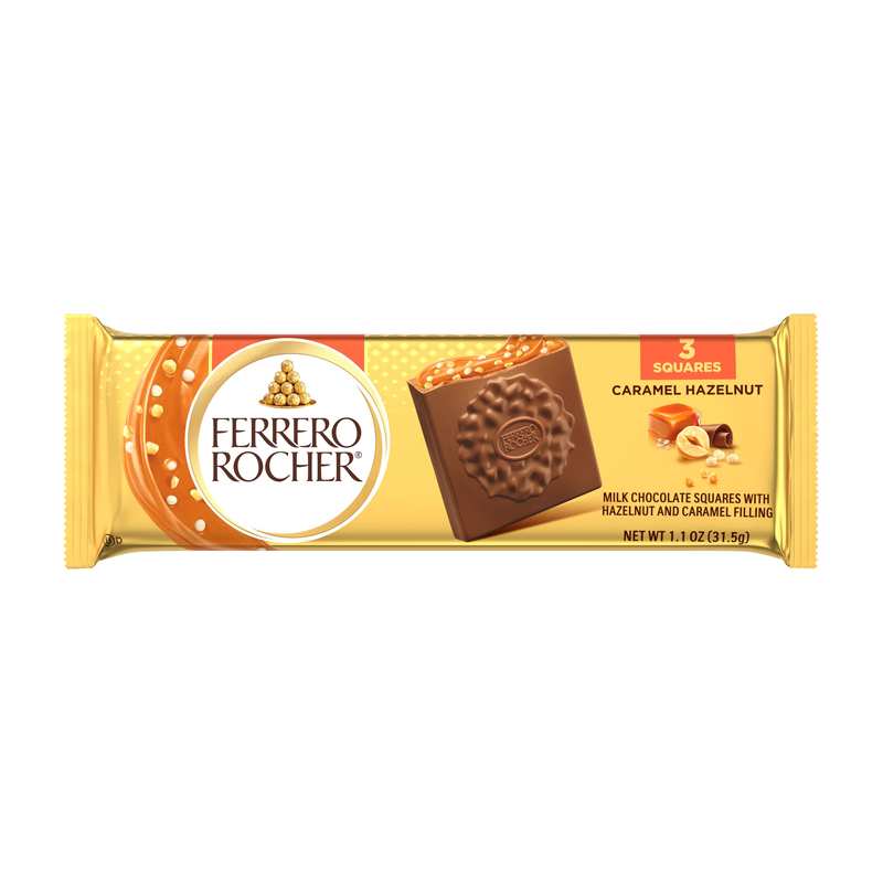 Ferrero Rocher Milk Chocolate Squares With Hazelnut And Caramel 31.5g