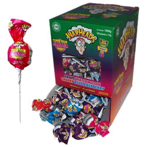 [502778] Warheads Super Sour Bubble Gum Pops Blueberry 21 g