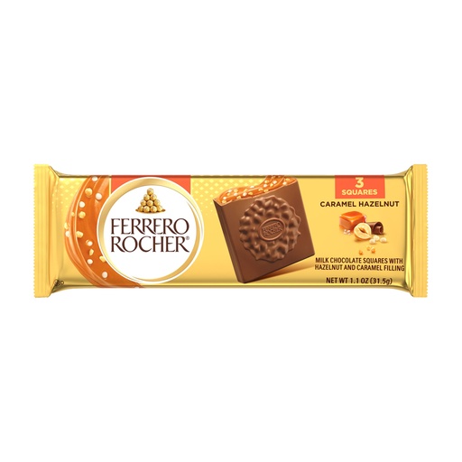 [SS002096] Ferrero Rocher Milk Chocolate Squares With Hazelnut And Caramel 31.5g